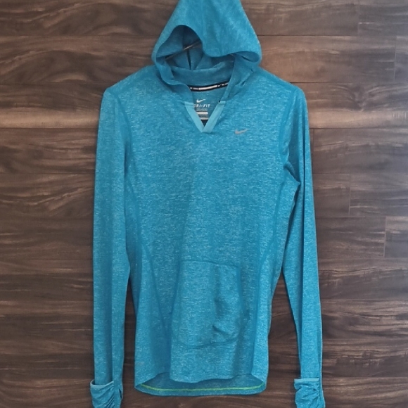 Nike Tops - Nike Teal Blue Dri-FIT Lightweight Performance Running Hoodie Small